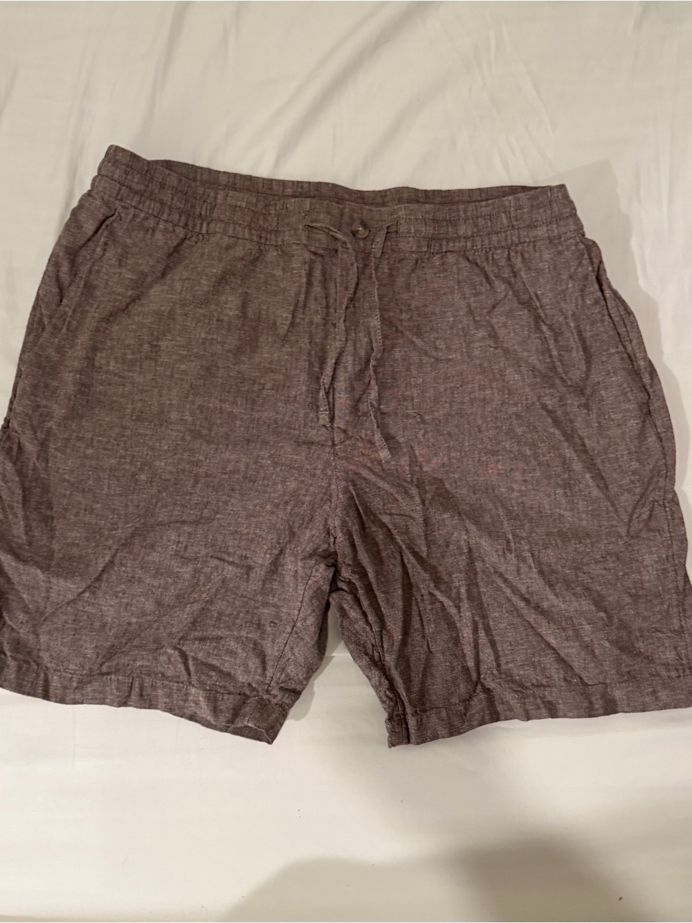 H&M Linen Blend Drawstring Shorts Brown Men’s Large Regular Fit Casual Summer